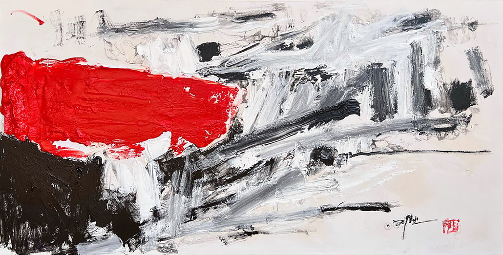 Xiang Weiguang Black White Red 100x200cm USD4092 3085 Oil Paintings